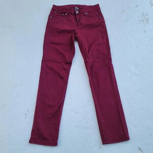 Request Jeans Girls Jewel Rhinestone Pockets Stretch Denim Burgundy Red Jeans 16